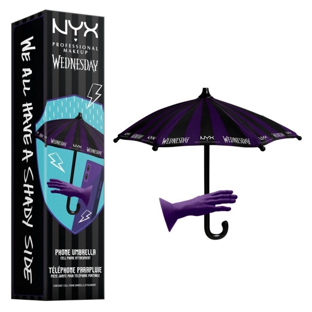 NYX Wednesday Purple & Black Phone Umbrella ☂️ | Cell Phone Attachment